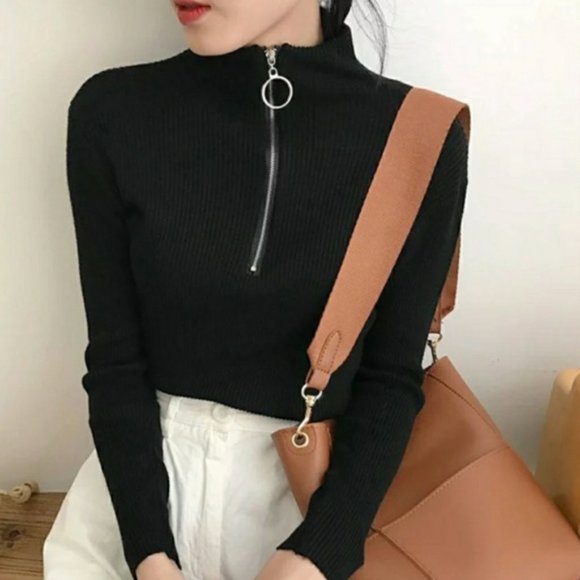 Sweaters - PULLOVER TURTLE NECK ZIP UP SWEATER